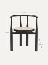 Bors Hazeran İşlemeli Ahşap Sandalye Siyah