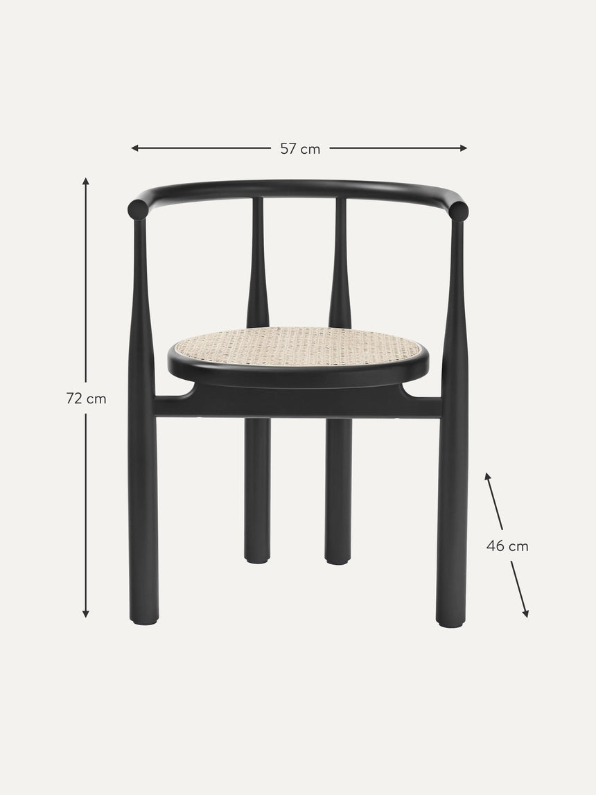 Bors Hazeran İşlemeli Ahşap Sandalye Siyah