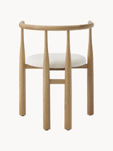 Bors Kırık Beyaz Bukle Minderli Ahşap Sandalye Meşe