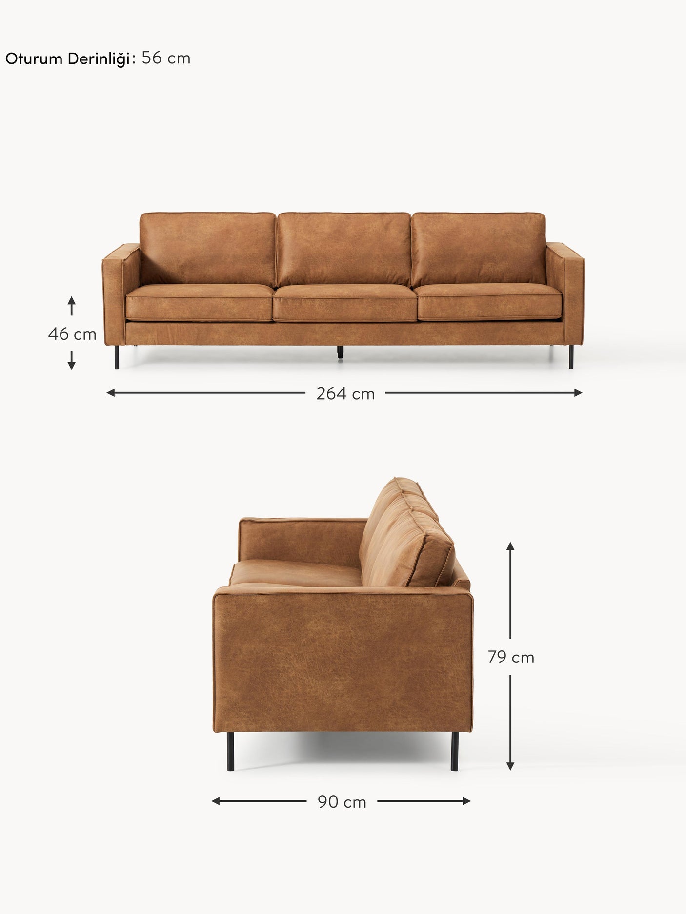 Brooks Dörtlü Koltuk Taba Kahve