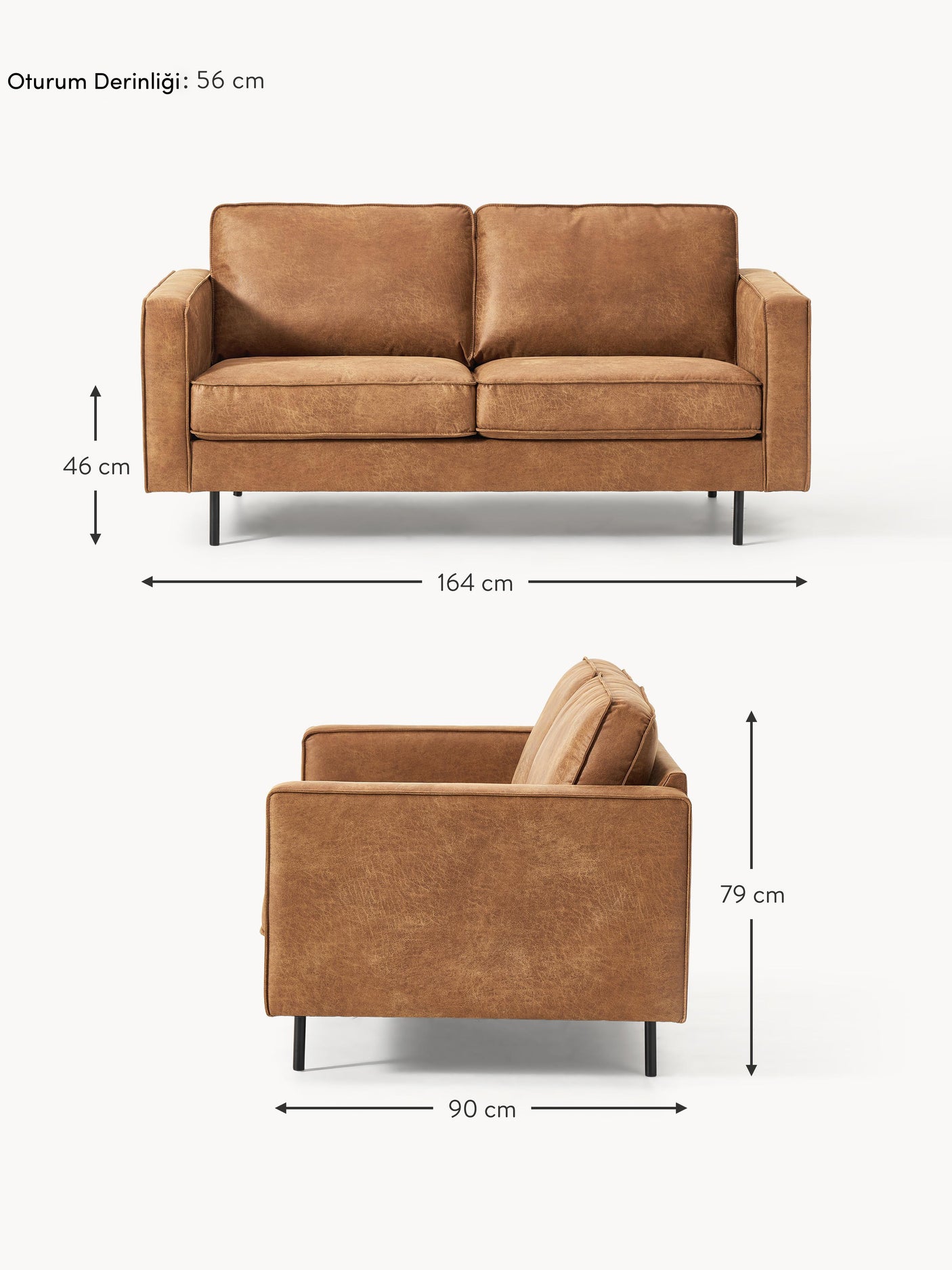 Brooks İkili Koltuk Taba Kahve