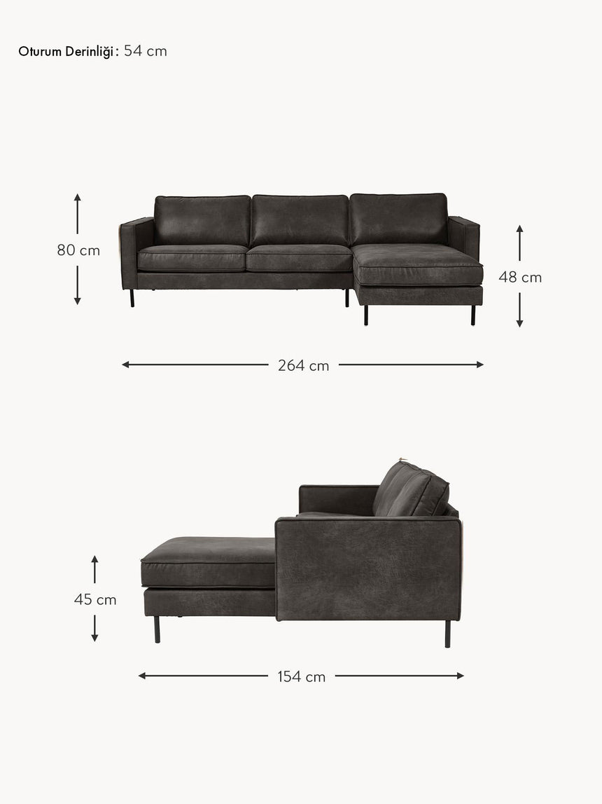 Brooks Köşe Koltuk Gri Kahve