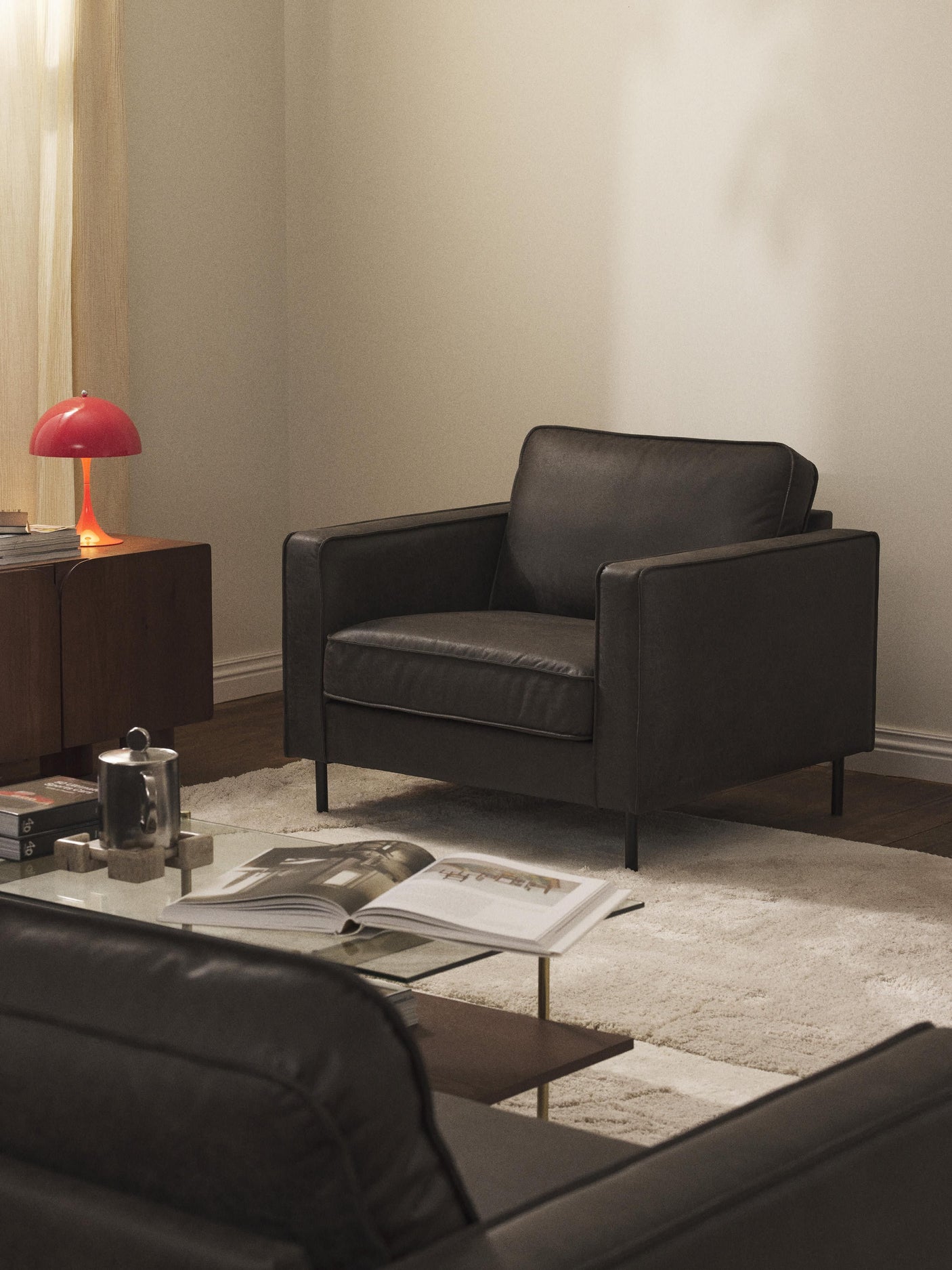 Brooks Tekli Koltuk Gri Kahve