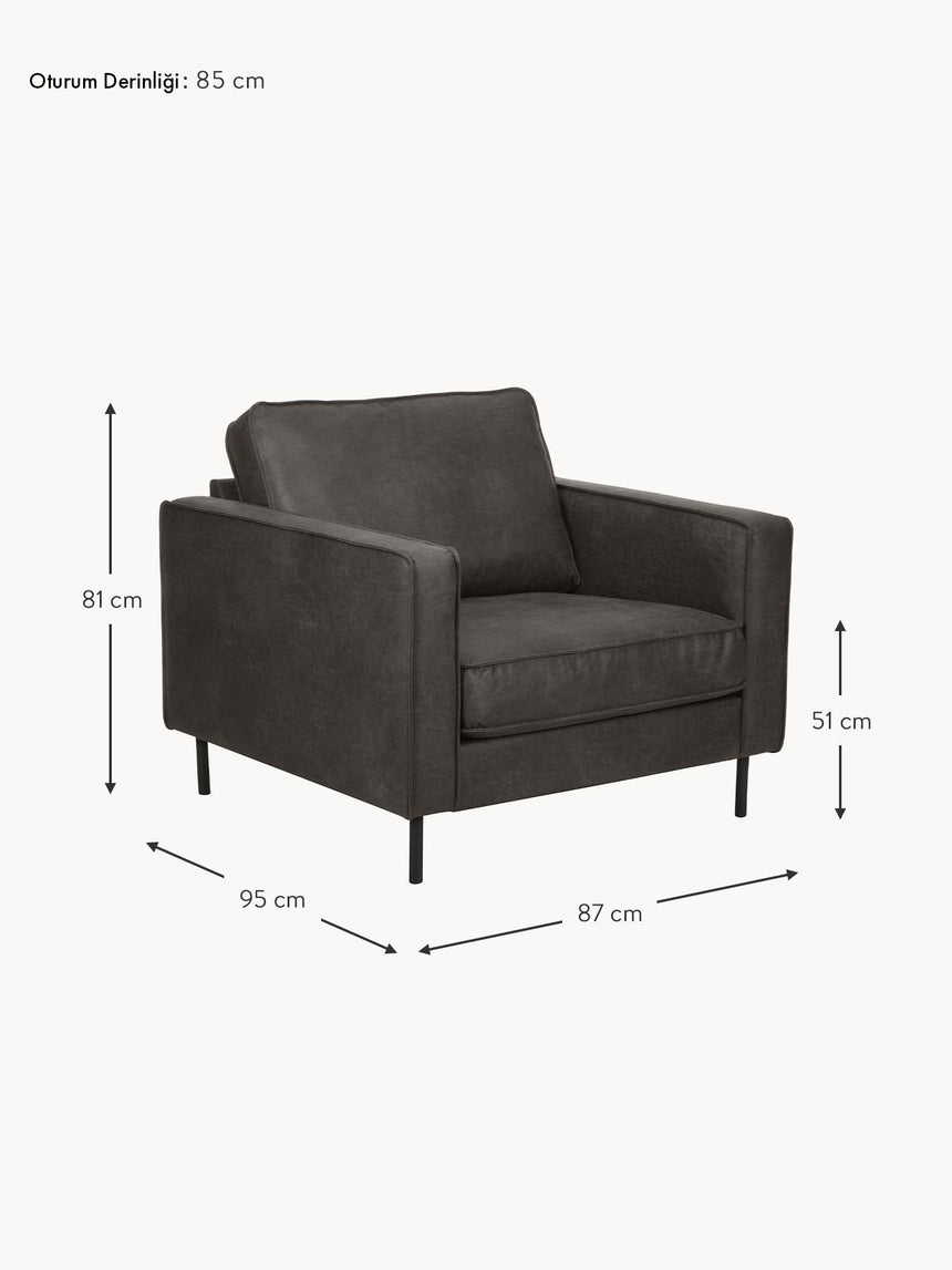 Brooks Tekli Koltuk Gri Kahve