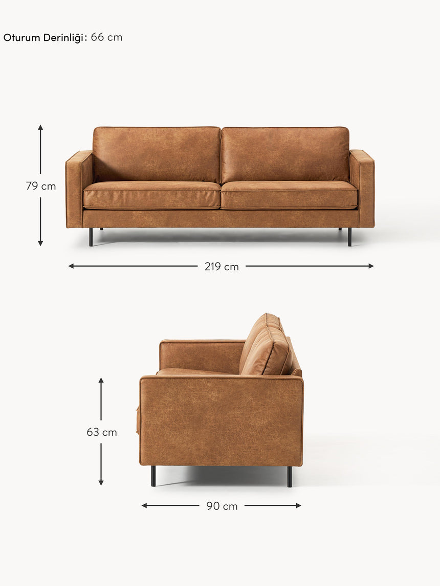 Brooks Üçlü Koltuk Taba Kahve