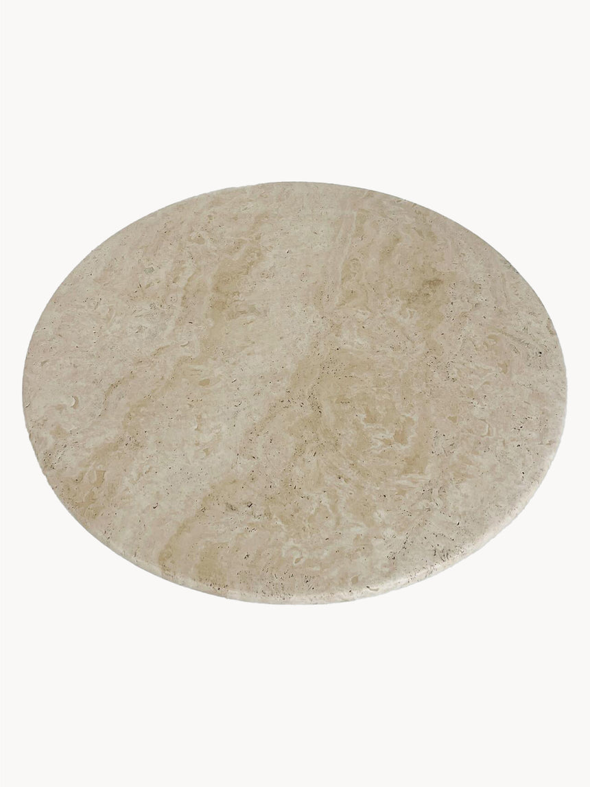 Cem Traverten Top Ayaklı Yuvarlak Traverten Mermer Orta Sehpa