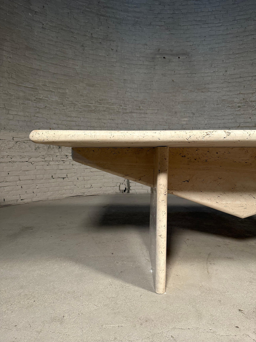 Cenova Mimari Dikdörtgen Traverten Mermer Yemek Masası