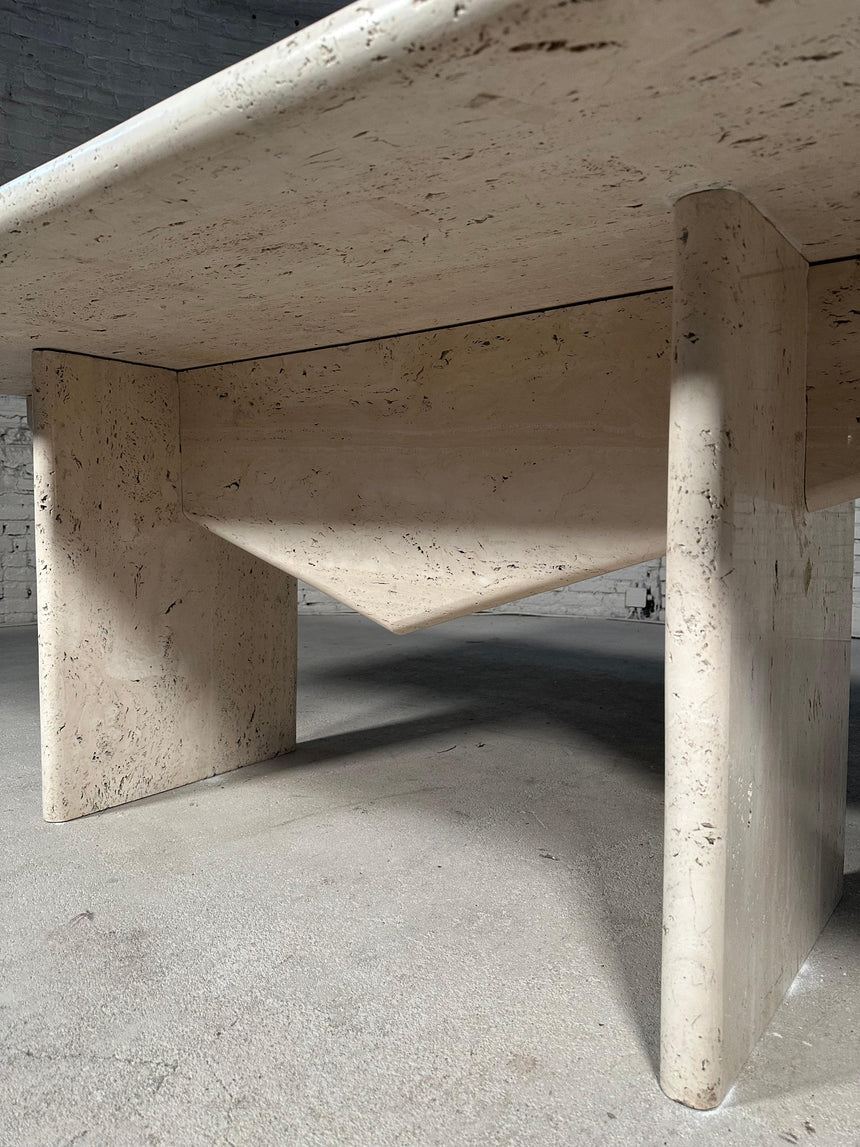 Cenova Mimari Dikdörtgen Traverten Mermer Yemek Masası