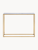 Ciks Beyaz Mermer Görünümlü Cam Tablalı Metal Ayaklı Dresuar Altın