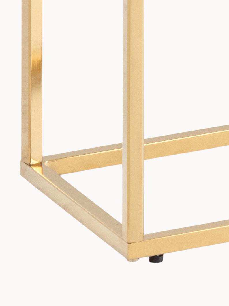 Ciks Beyaz Mermer Görünümlü Cam Tablalı Metal Ayaklı Dresuar Altın