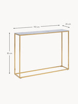 Ciks Beyaz Mermer Görünümlü Cam Tablalı Metal Ayaklı Dresuar Altın