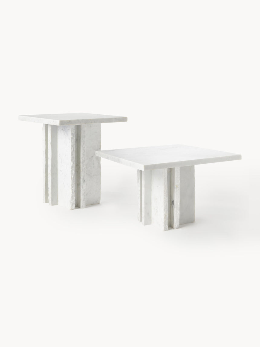 Cisco Mermer Kare Orta Sehpa Beyaz