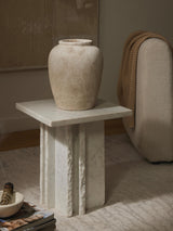 Cisco Mermer Kare Yan Sehpa Beyaz