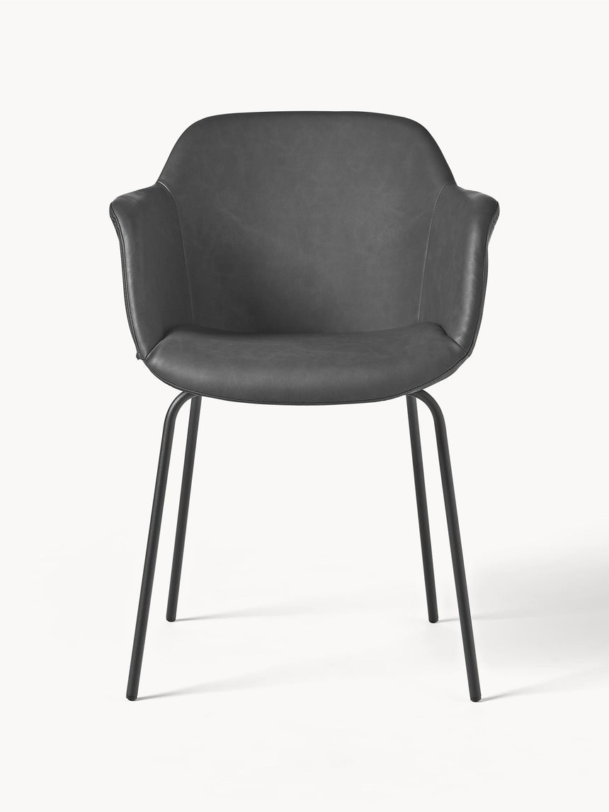 Crea Metal Sandalye Gri Deri