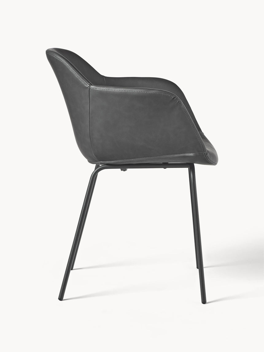 Crea Metal Sandalye Gri Deri