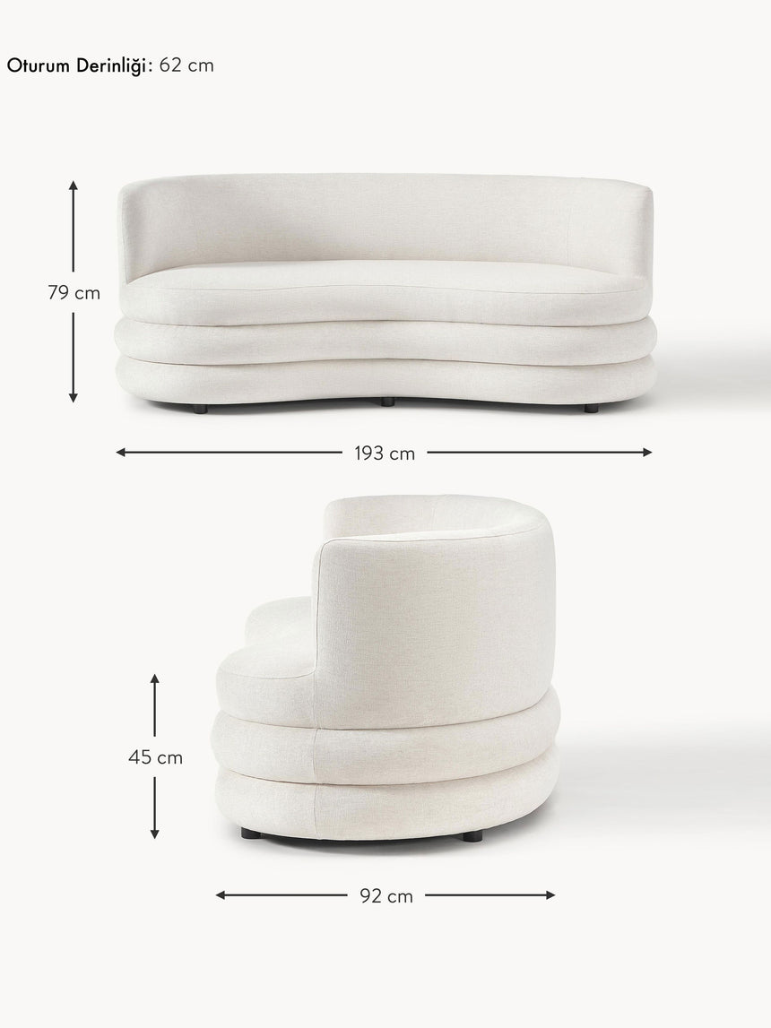 Daisy Puf Üçlü Koltuk Kırık Beyaz