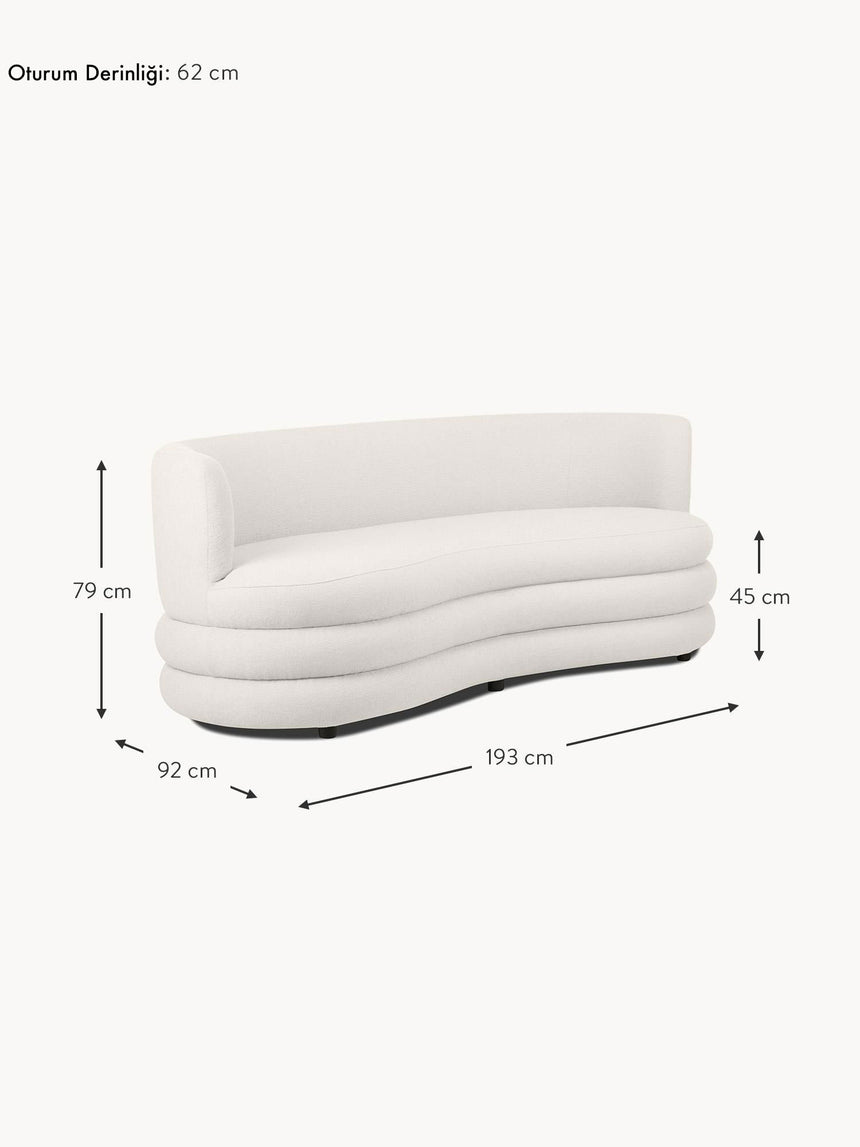 Daisy Puf Üçlü Koltuk Kırık Beyaz Bukle