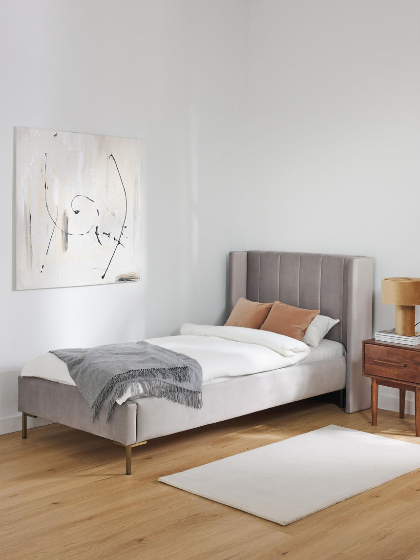 Dart Tek Kişilik Karyola Gri