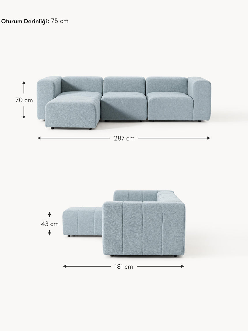 Deko Plus Köşe Koltuk Açık Mavi Bukle