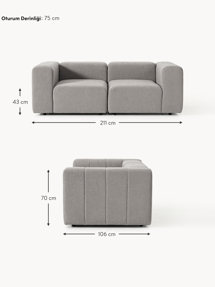 Deko Üçlü Koltuk Gri Bukle