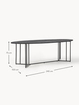 Elit Oval Ahşap Yemek Masası Siyah