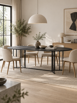 Elit Oval Ahşap Yemek Masası Siyah