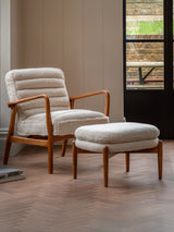 Erik Ahşap Ayaklı Puf Kırık Beyaz Teddy