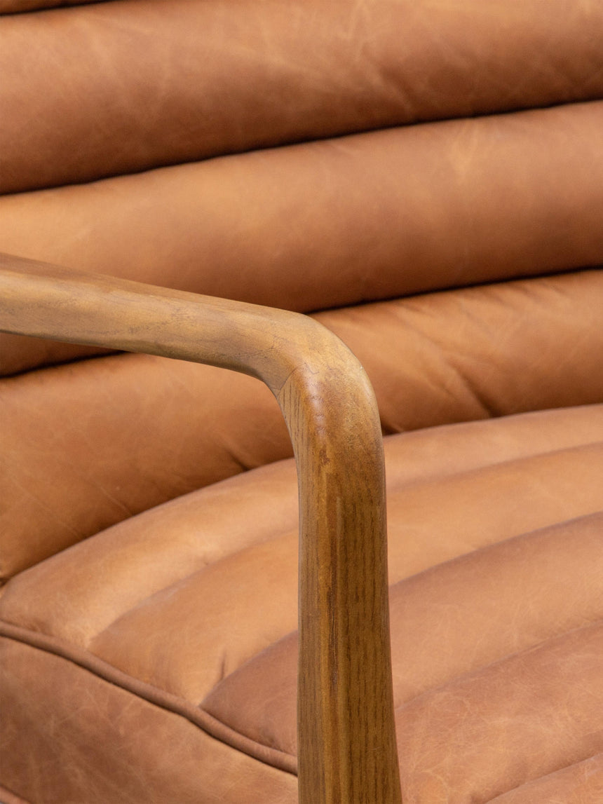 Erik Ahşap Tekli Koltuk Kahve Deri