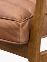 Erik Ahşap Tekli Koltuk Kahve Deri