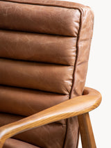 Erik Ahşap Tekli Koltuk Kahve Deri