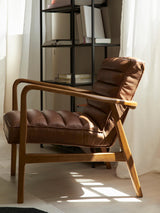 Erik Ahşap Tekli Koltuk Kahve Deri