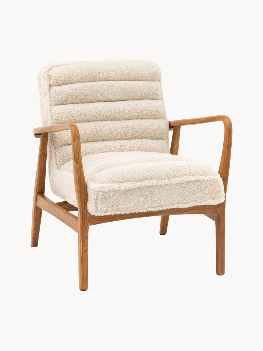 Erik Ahşap Tekli Koltuk Kırık Beyaz Teddy