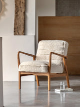 Erik Ahşap Tekli Koltuk Kırık Beyaz Teddy