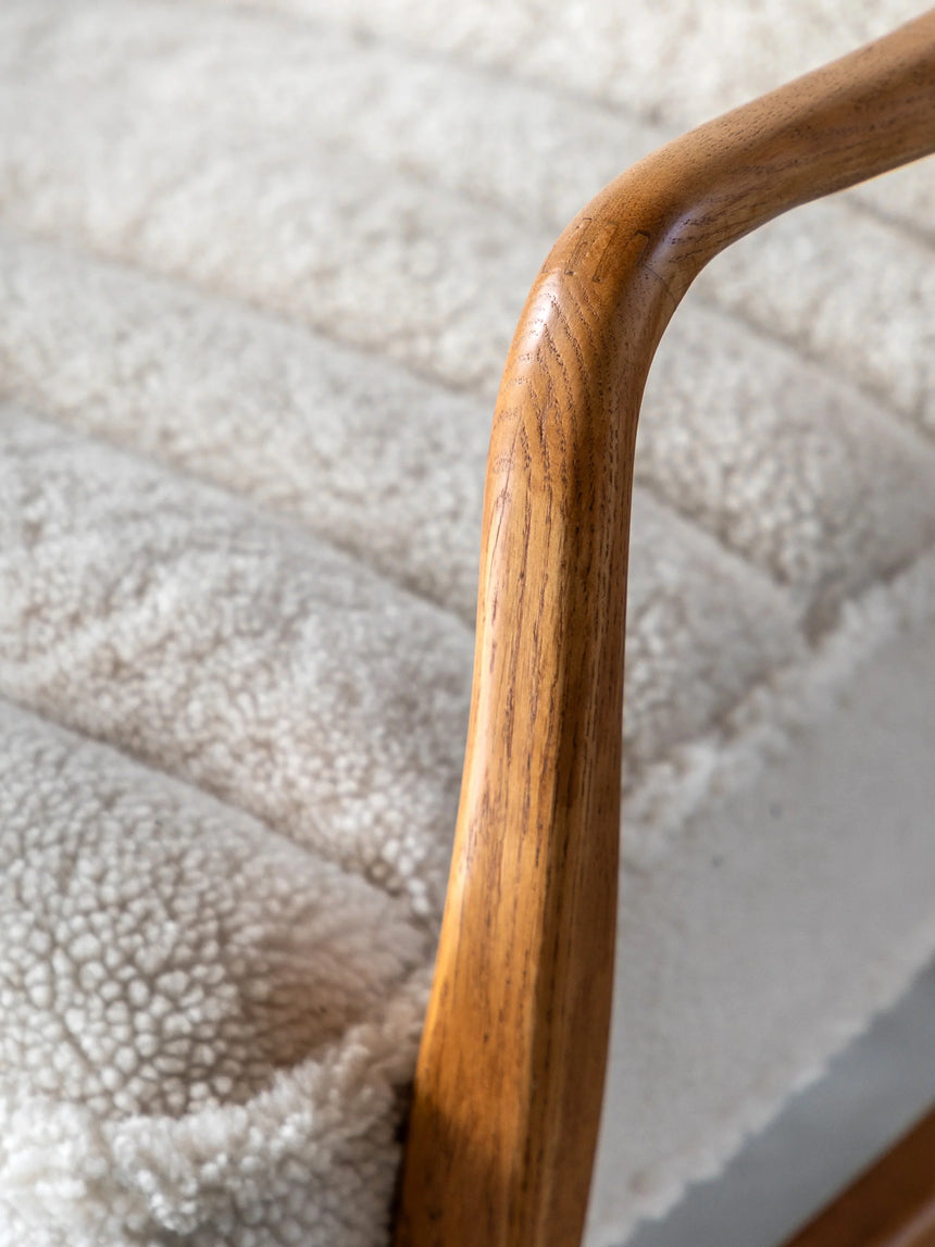 Erik Ahşap Tekli Koltuk Kırık Beyaz Teddy