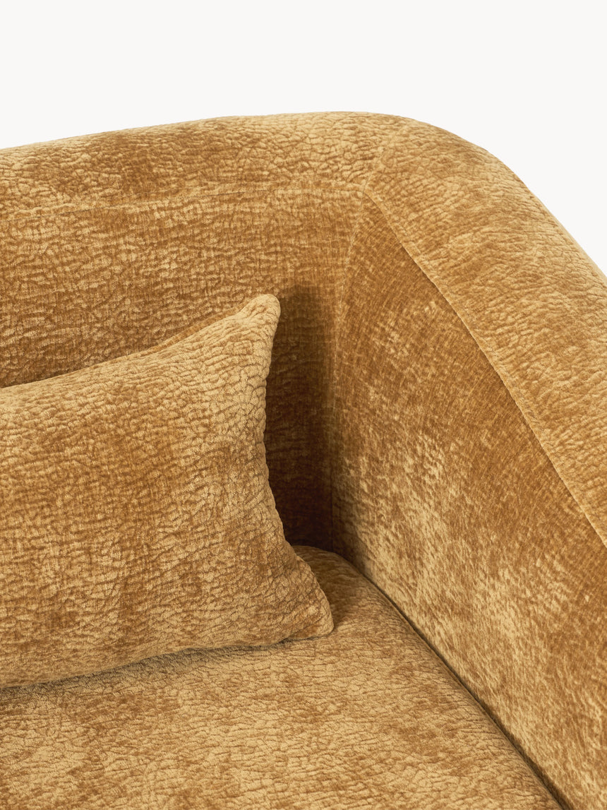 Fara Yataklı İkili Koltuk Hardal Dokuma Kadife