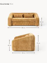 Fara Yataklı İkili Koltuk Hardal Dokuma Kadife