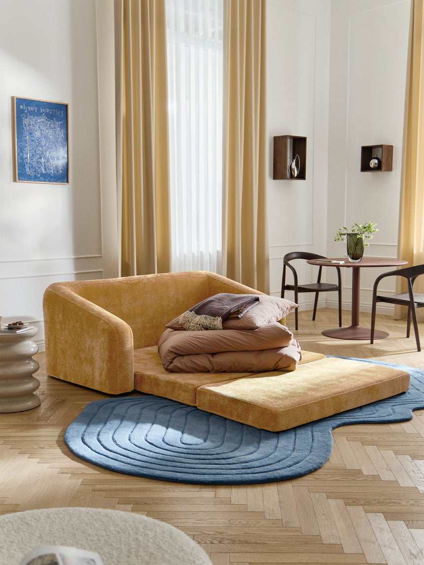 Fara Yataklı İkili Koltuk Hardal Dokuma Kadife