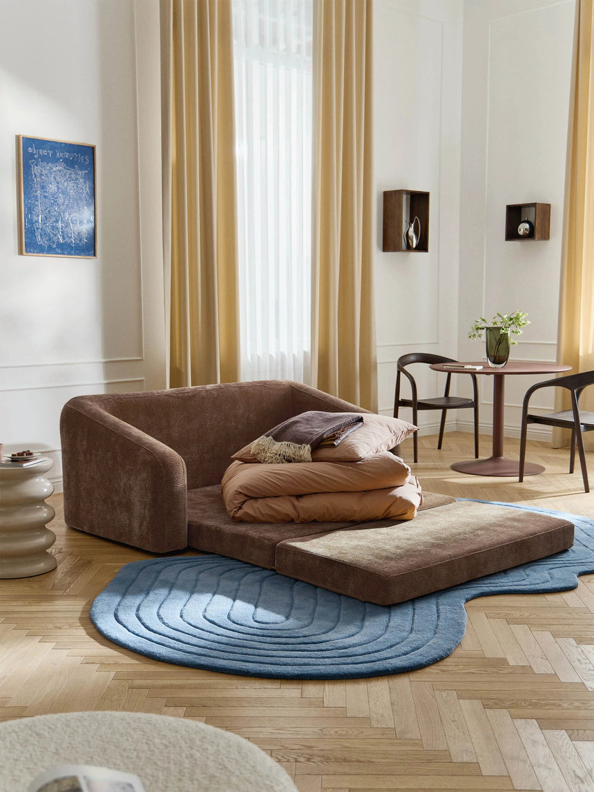 Fara Yataklı İkili Koltuk Kahve Dokuma Kadife