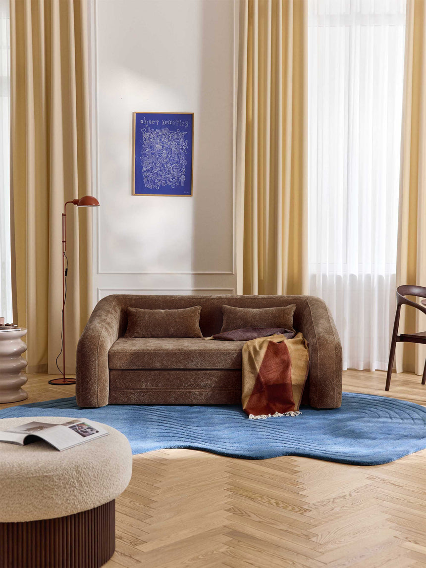 Fara Yataklı İkili Koltuk Kahve Dokuma Kadife