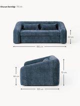 Fara Yataklı İkili Koltuk Koyu Mavi Dokuma Kadife