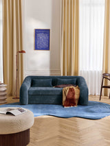 Fara Yataklı İkili Koltuk Koyu Mavi Dokuma Kadife