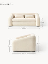 Fara Yataklı İkili Koltuk Krem Dokuma Kadife