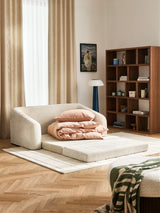 Fara Yataklı İkili Koltuk Krem Dokuma Kadife