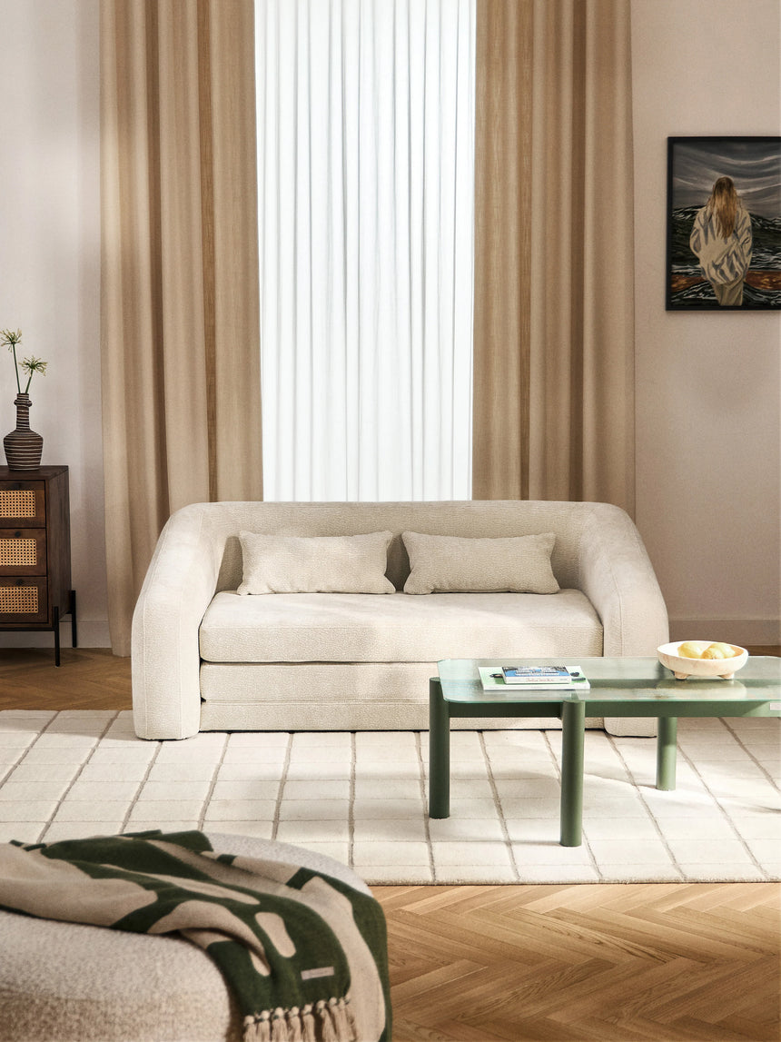 Fara Yataklı İkili Koltuk Krem Dokuma Kadife