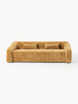 Fara Yataklı Üçlü Koltuk Hardal Dokuma Kadife