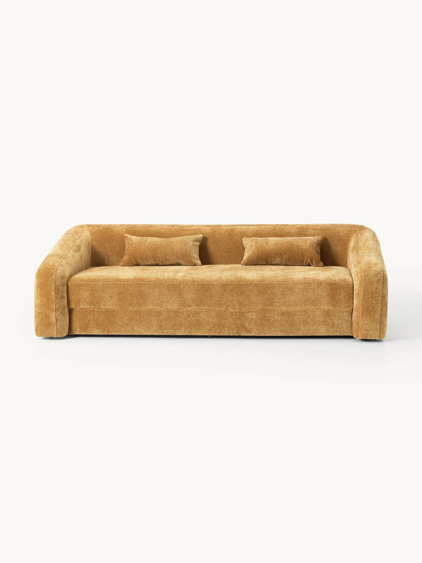 Fara Yataklı Üçlü Koltuk Hardal Dokuma Kadife