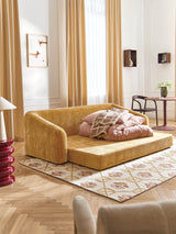 Fara Yataklı Üçlü Koltuk Hardal Dokuma Kadife