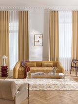 Fara Yataklı Üçlü Koltuk Hardal Dokuma Kadife