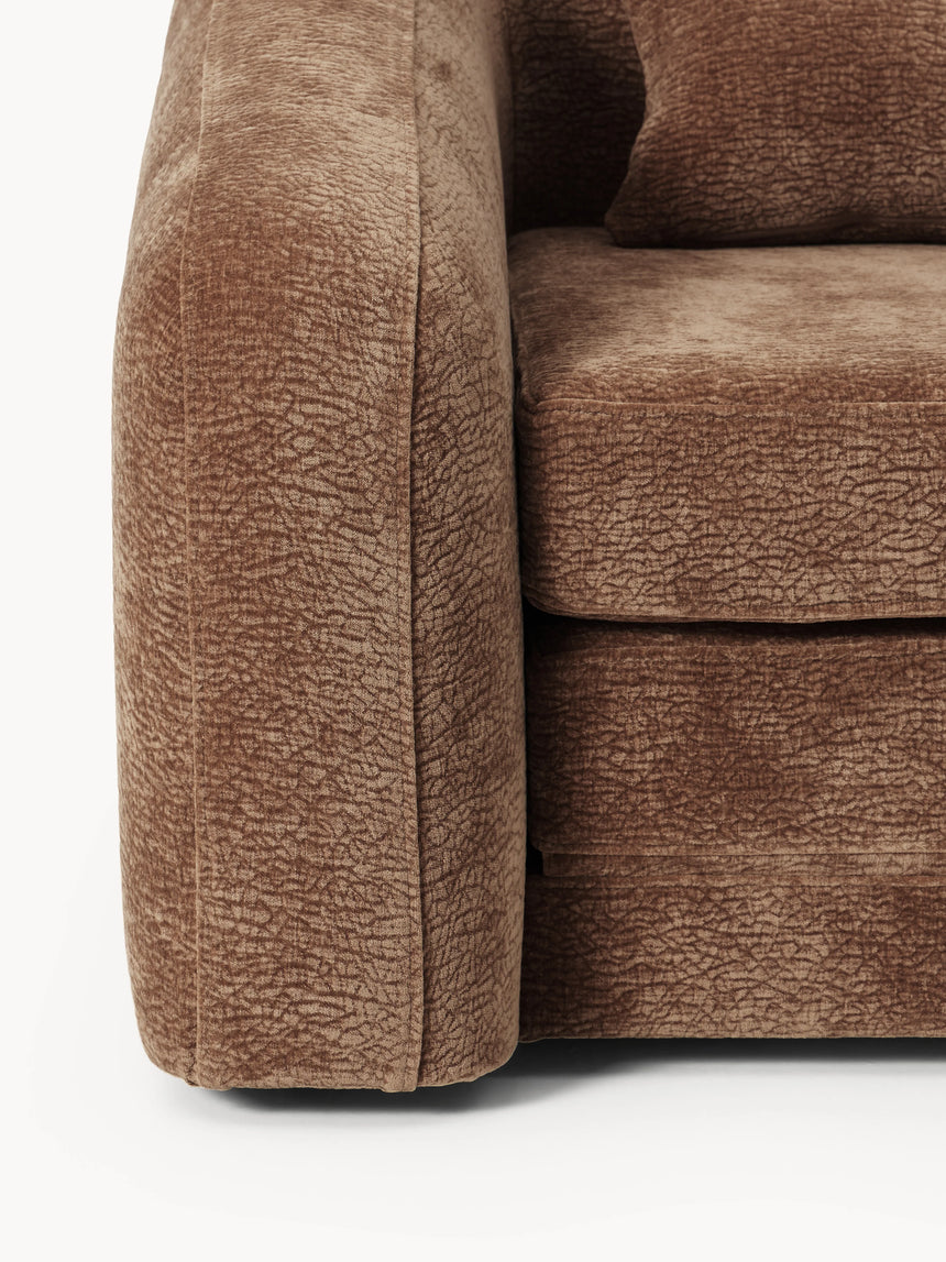 Fara Yataklı Üçlü Koltuk Kahve Dokuma Kadife