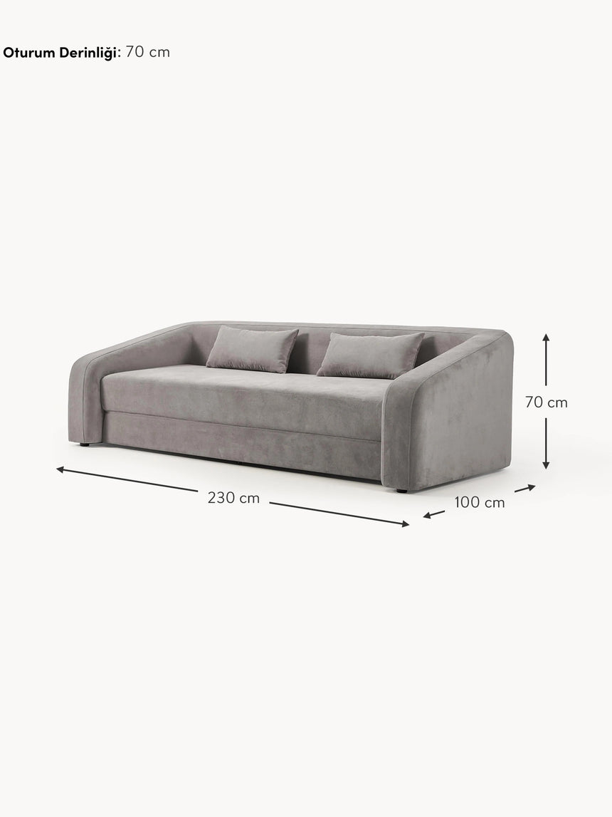 Fara Yataklı Üçlü Koltuk Koyu Gri